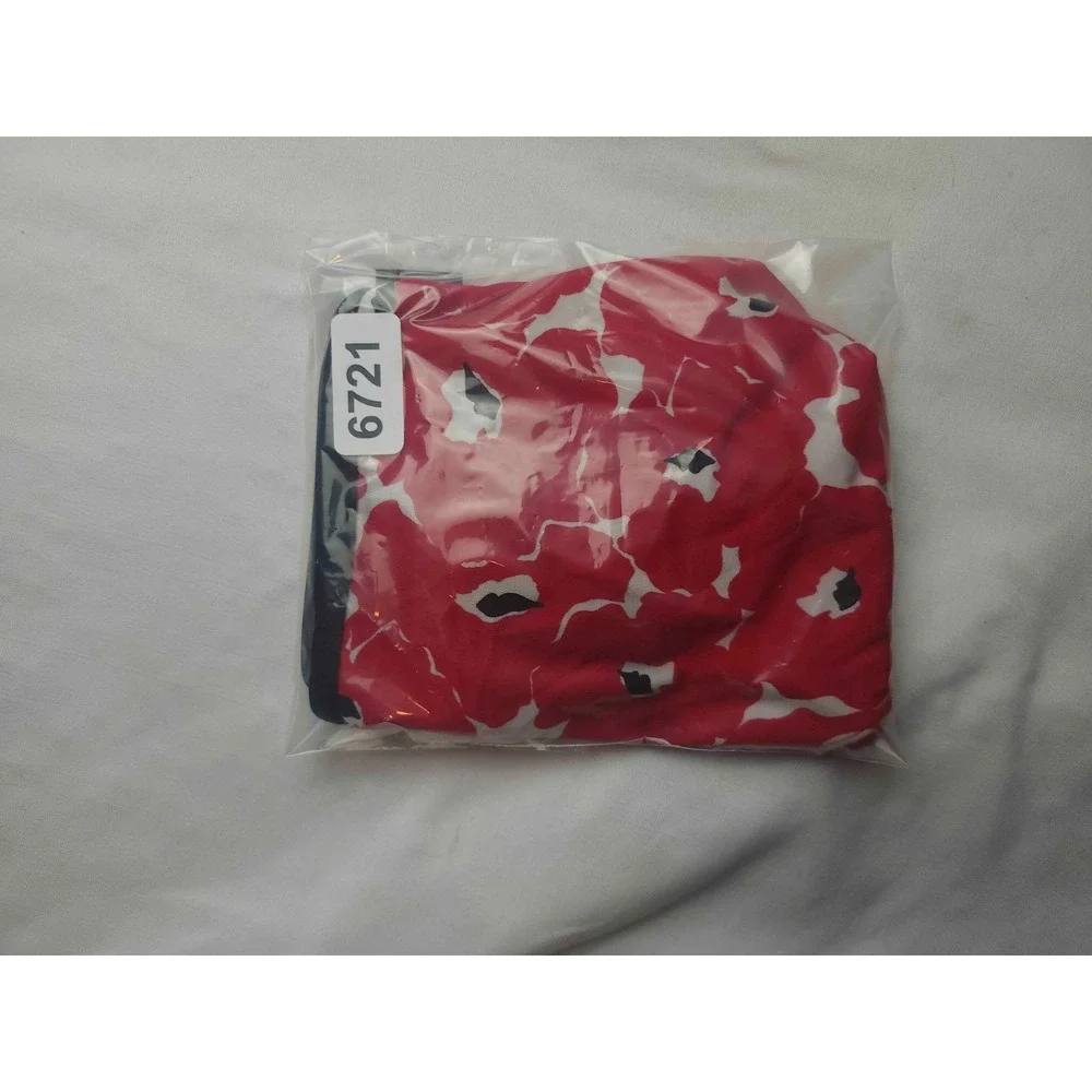 Victoria's Secret High Waist Bikini Bottom Womens Medium Red Floral Knit Swim